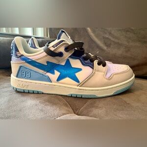 Bape Kids Sneakers with Blue Star and Black Accents